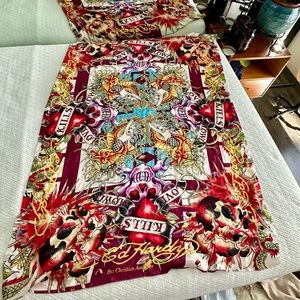 Vintage Ed Hardy Giant Silk Scarf